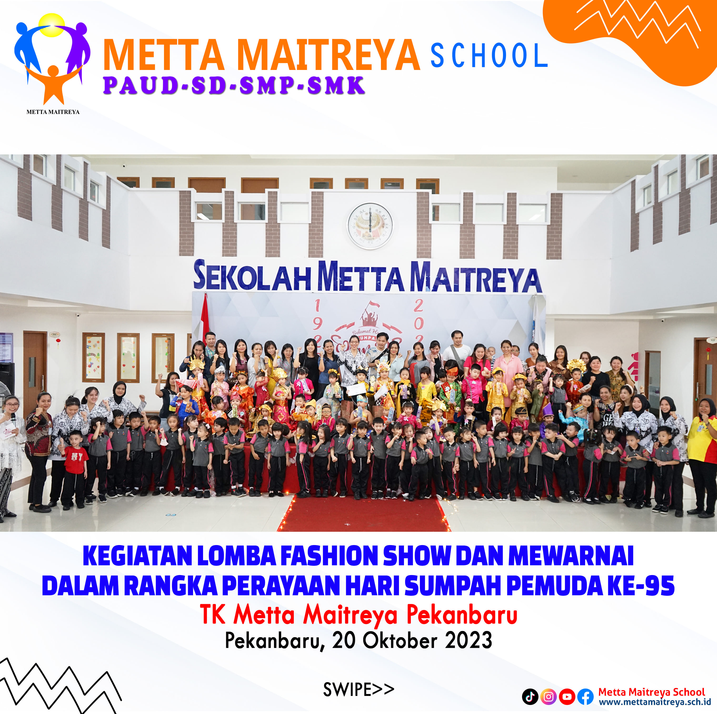 Kegiatan Lomba Fashion Show & Mewarnai Dalam Rangka Perayaan Hari Sumpah Pemuda Ke-95 | TK METTA MAITREYA